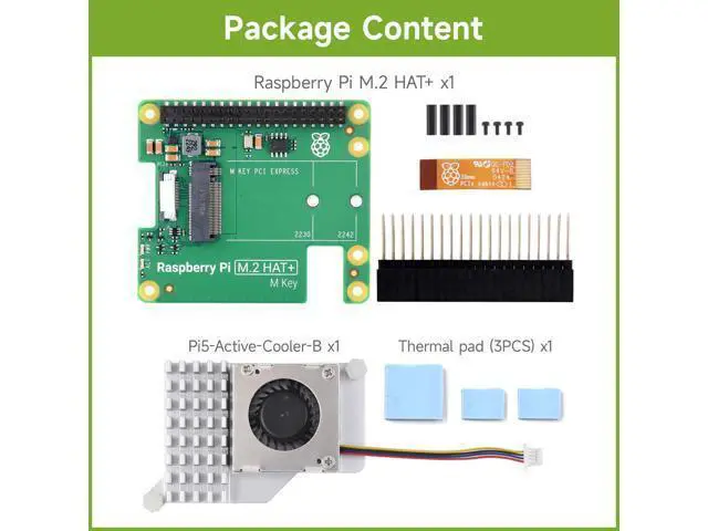 Alt view image 2 of 7 - PCIe to M.2 HAT Package A, Compatible with Raspberry Pi 5, High-Speed Reading/Writing, HAT + Standard, Supports NVMe Protocol M.2 Solid State Drive, Comes with a Pi5 Cooler