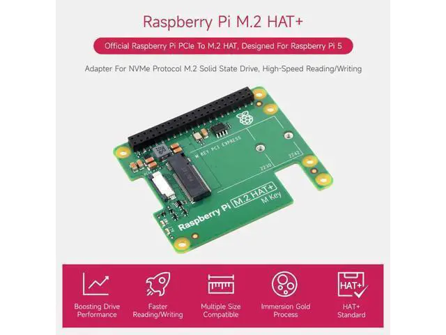 Alt view image 3 of 7 - PCIe to M.2 HAT Package A, Compatible with Raspberry Pi 5, High-Speed Reading/Writing, HAT + Standard, Supports NVMe Protocol M.2 Solid State Drive, Comes with a Pi5 Cooler