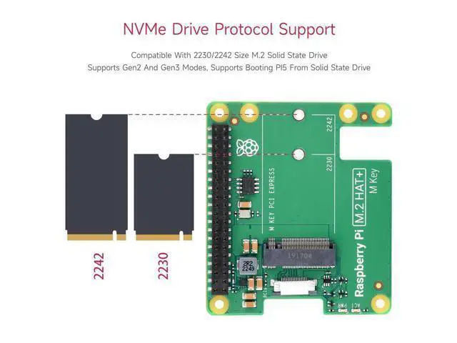 Alt view image 5 of 7 - PCIe to M.2 HAT Package A, Compatible with Raspberry Pi 5, High-Speed Reading/Writing, HAT + Standard, Supports NVMe Protocol M.2 Solid State Drive, Comes with a Pi5 Cooler