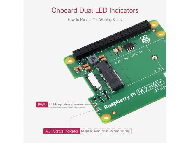 Alt view image 6 of 7 - PCIe to M.2 HAT Package A, Compatible with Raspberry Pi 5, High-Speed Reading/Writing, HAT + Standard, Supports NVMe Protocol M.2 Solid State Drive, Comes with a Pi5 Cooler