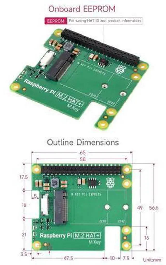 Alt view image 7 of 7 - PCIe to M.2 HAT Package A, Compatible with Raspberry Pi 5, High-Speed Reading/Writing, HAT + Standard, Supports NVMe Protocol M.2 Solid State Drive, Comes with a Pi5 Cooler