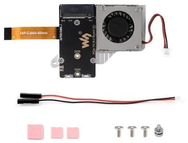 Main image of PCIe to M.2 Adapter Board (E), Compatible with Raspberry Pi 5, with Cooling Fan, Support 2242/2230 Size NVMe Protocol M.2 S S D, 8Gbps Data Rate, High-Speed Reading/Writing