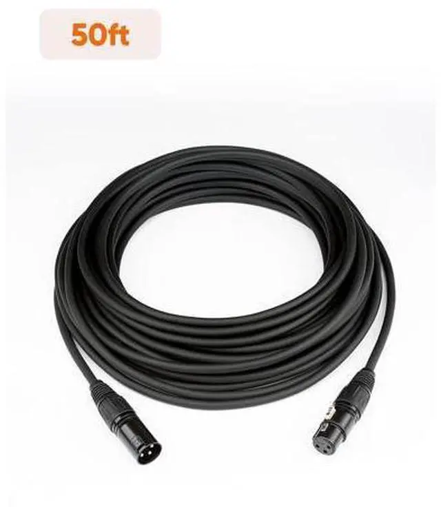 Alt view image 7 of 7 - 50FT XLR Male to Female Balanced 3 PIN Microphone Cable Compatible with Shure SM, Behringer, Speaker Systems, Radio Stations and More, Black