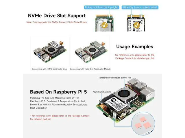 Alt view image 5 of 7 - PCIe to M.2 Adapter Board (E), Compatible with Raspberry Pi 5, with Cooling Fan, Support 2242/2230 Size NVMe Protocol M.2 S S D, 8Gbps Data Rate, High-Speed Reading/Writing