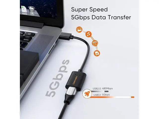 Alt view image 2 of 7 - [3-Pack USB C Female to USB Male Adapter Cable, 5Gbps USB 3.1 to USB C Adapter Compatible with Oculus Quest Link Logitech StreamCam, etc