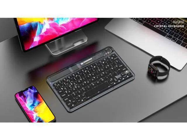 Alt view image 2 of 7 - Multi-device Bluetooth Keyboard Tablet Keyboard Wireless Keyboard Silver