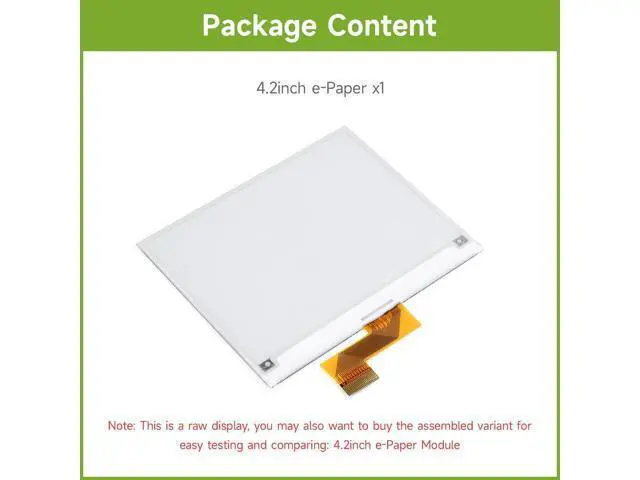 Alt view image 2 of 7 - 4.2inch E-Ink Raw Display Compatible with Raspberry Pi 4B/3B+/3B/2B/B+/A+/Zero/Zero W/WH/Zero 2W Series Boards 400x300 Resolution with SPI Interface Without PCB