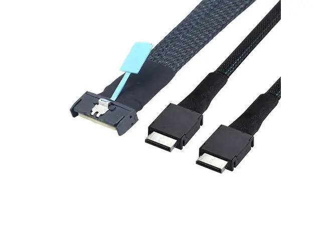 Alt view image 5 of 6 - Gen5 MCIO 8X 8I 74P to 2 Oculink SFF-8611 4I Server Cable High-Speed 32GT/s Support PCIe4.0 PCIe5.0 (50cm)