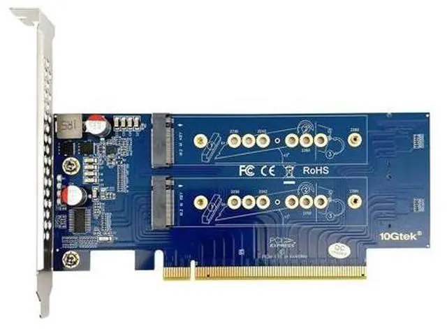 Main image of 4-Port PCIe 3.0 x16 NVMe M.2 SSD Adapter Card M-Key, Quad M.2 2280 SSD Expansion, Backward Compatible with PCIe 2.0/1.0, Requires BIOS Bifurcation