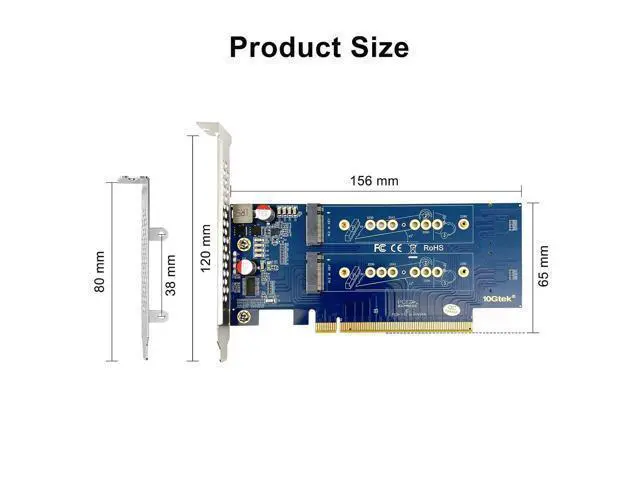 Alt view image 4 of 7 - 4-Port PCIe 3.0 x16 NVMe M.2 SSD Adapter Card M-Key, Quad M.2 2280 SSD Expansion, Backward Compatible with PCIe 2.0/1.0, Requires BIOS Bifurcation