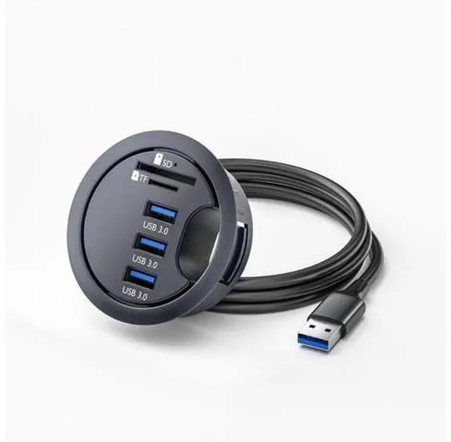 Main image of USB 3.0 Flush Mount Desktop HUB,3 USB 3.0 Port HUB Grommet Hole 2.36"(60mm) with SD/TF Card Reader Port