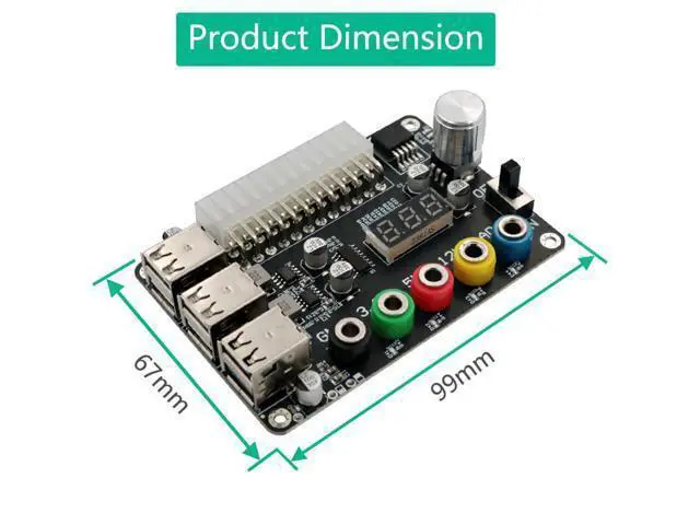 Alt view image 2 of 7 - 24 Pins ATX Power Supply Breakout Board and Acrylic Case Kit Module Adapter PC Power Connector Support 3.3V/5V/12V 1.8V-10.8V(ADJ) (1piece Black)