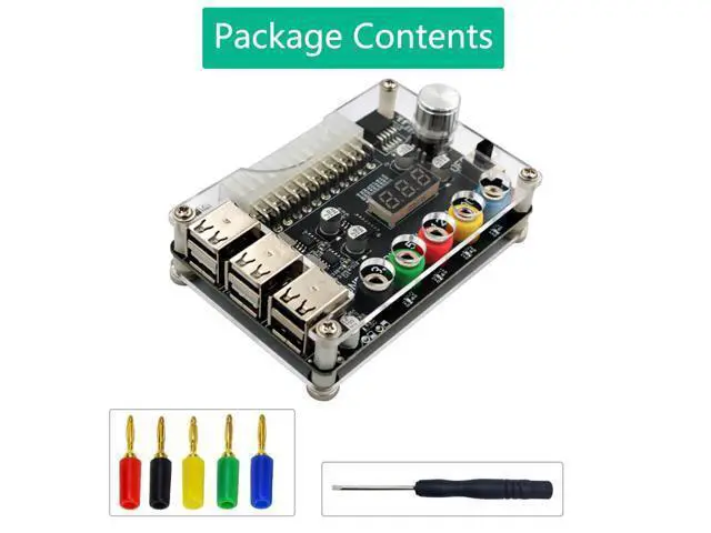 Alt view image 4 of 7 - 24 Pins ATX Power Supply Breakout Board and Acrylic Case Kit Module Adapter PC Power Connector Support 3.3V/5V/12V 1.8V-10.8V(ADJ) (1piece Black)