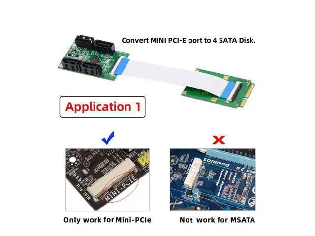 Alt view image 2 of 7 - Mini PCI-E/M.2(A+E Key) to 4 SATA 3.0 Extension Card Adapter for Motherboard SATA Hard Drive Port Extension with 10cm Flat Cable