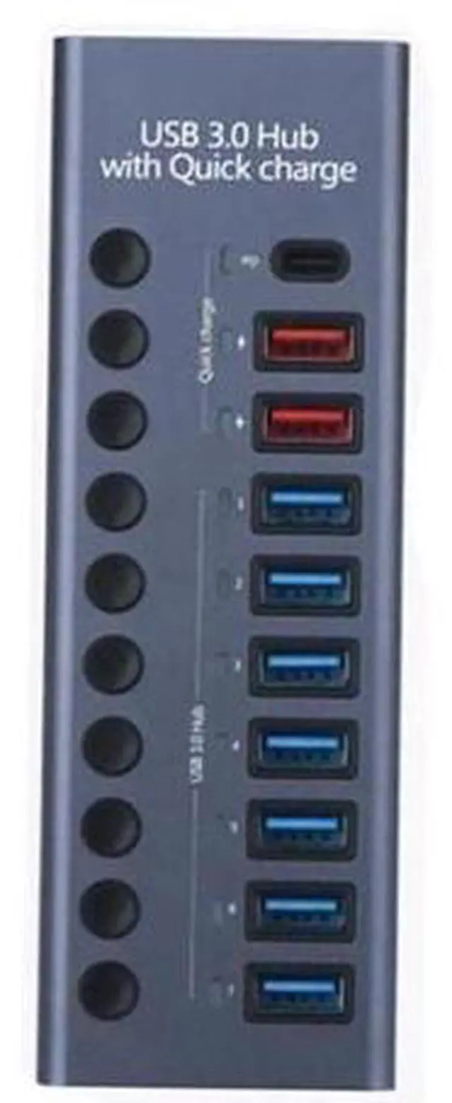 Main image of XJYLCPC Powered USB 3.0 Hub with 7 USB 3.0 Data Transmission Ports + 2 Smart Charging Ports + 1 PD Charging Port for Laptop/PC, work for Mouse, Keyboard, Hard Drive or More USB Devices