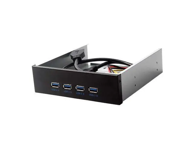 Alt view image 4 of 4 - CY USB 3.0 HUB 4 Ports Front Panel to Motherboard 20Pin Adapter with SATA Power Cable for 5.25" CD-ROM Bay
