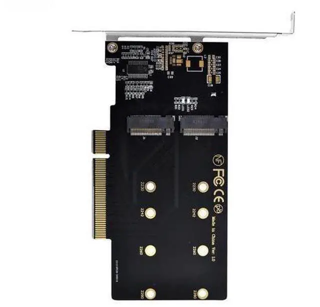 Main image of Dual M.2 to PCIe 3.0 X8 Adapter, Dual NVME/AHCI SSD to PCI Express Expansion Card Adapter with 12cm Slot Bracket