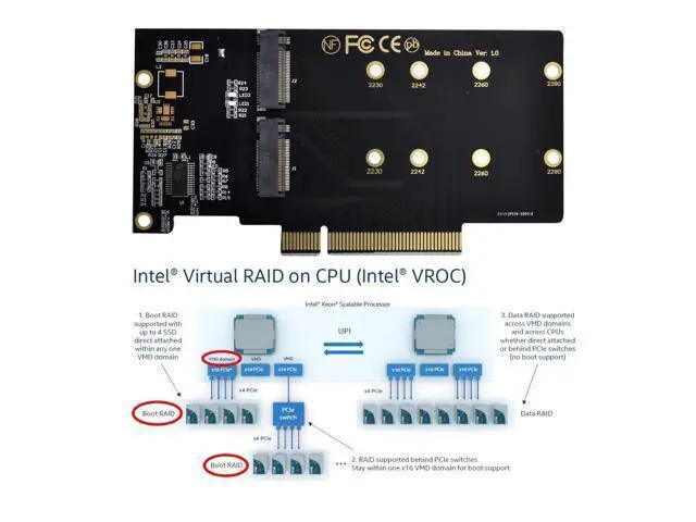 Alt view image 3 of 7 - Dual M.2 to PCIe 3.0 X8 Adapter, Dual NVME/AHCI SSD to PCI Express Expansion Card Adapter with 12cm Slot Bracket
