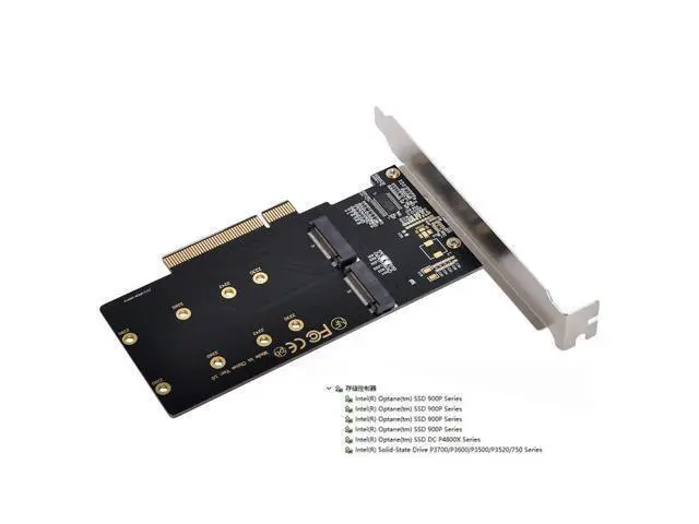 Alt view image 6 of 7 - Dual M.2 to PCIe 3.0 X8 Adapter, Dual NVME/AHCI SSD to PCI Express Expansion Card Adapter with 12cm Slot Bracket