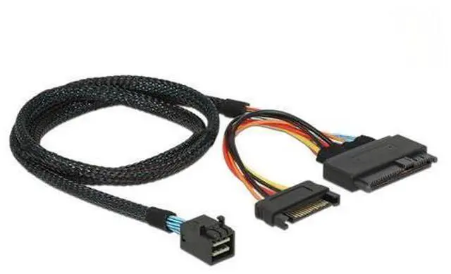 Main image of PCIe 4.0 SFF-8643 to SFF-8639 Cable with SATA Power for U.2 SFF-8639 NVME SSD Motherboard Internal Expansion 1.64FT/0.5M