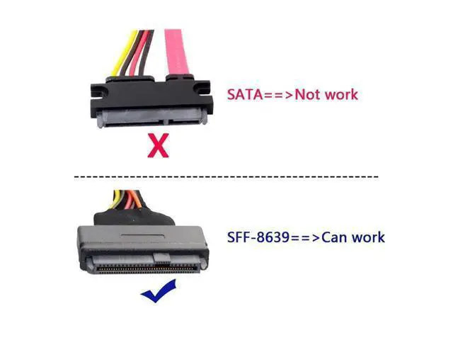 Alt view image 5 of 7 - PCIe 4.0 SFF-8643 to SFF-8639 Cable with SATA Power for U.2 SFF-8639 NVME SSD Motherboard Internal Expansion 1.64FT/0.5M