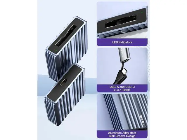 Alt view image 4 of 7 - CF Express Type B Card Reader USB C to CFexpress Type-B Memory Card Adapter up to 10Gbps