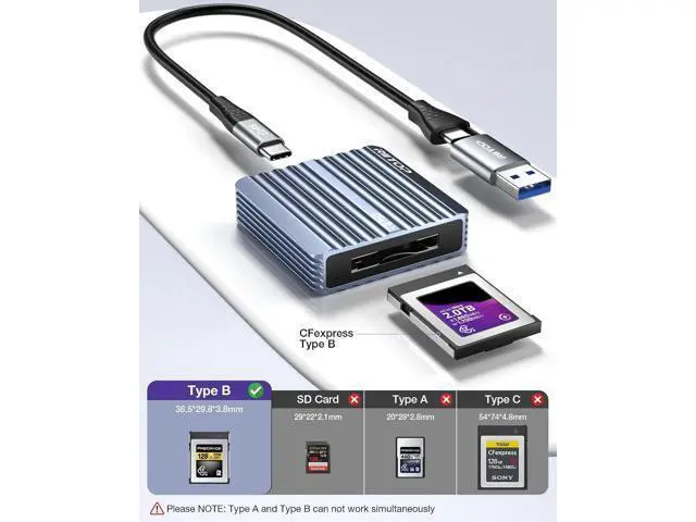 Alt view image 5 of 7 - CF Express Type B Card Reader USB C to CFexpress Type-B Memory Card Adapter up to 10Gbps