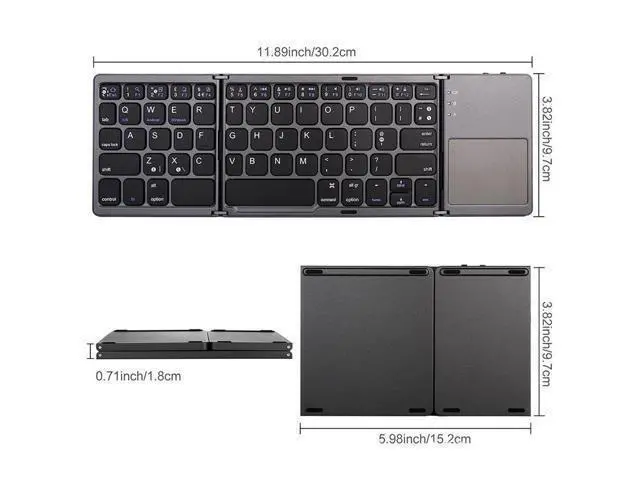 Alt view image 7 of 7 - Foldable Bluetooth Keyboard with Touchpad Wireless Trackpad Keyboard