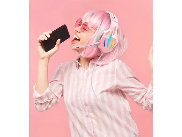 Alt view image 2 of 7 - PC Gaming Headset Over-Ear Gaming Headphones with Mic LED Light Noise Cancelling Red