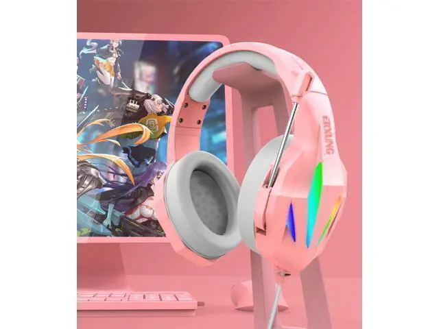 Alt view image 3 of 7 - PC Gaming Headset Over-Ear Gaming Headphones with Mic LED Light Noise Cancelling Red
