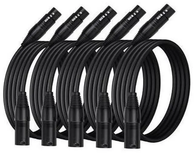 Main image of 5pcs Short XLR to XLR Cable 3FT, Microphone Cable Male to Female Balanced 3 PIN Compatible with Shure SM Microphone, Behringer, Speaker Systems, Radio Station, PA, Black