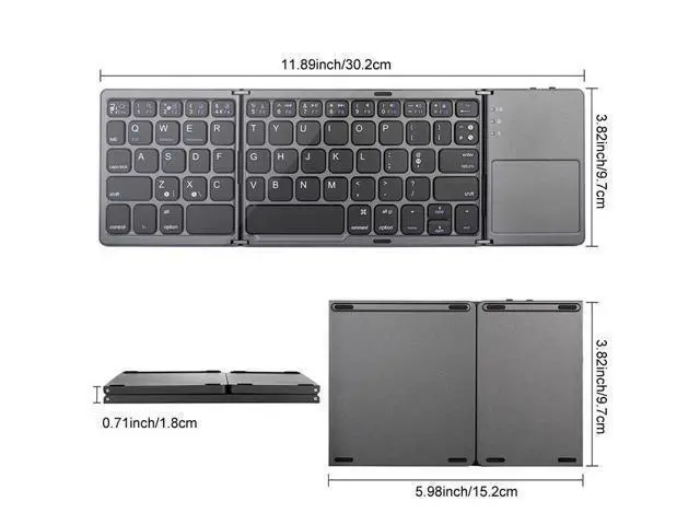 Alt view image 6 of 6 - Ultra Slim Pocket Foldable Bluetooth Wireless Keyboard with Touchpad