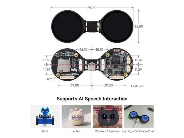 Alt view image 6 of 7 - ESP32-S3 1.28inch Double Eye Round LCD AIoT Development Board, with Dual 1.28inch IPS Displays, 240 × 240 Resolution, Dual-core 240MHz Processor, Wi-Fi/Bluetooth 5 Support