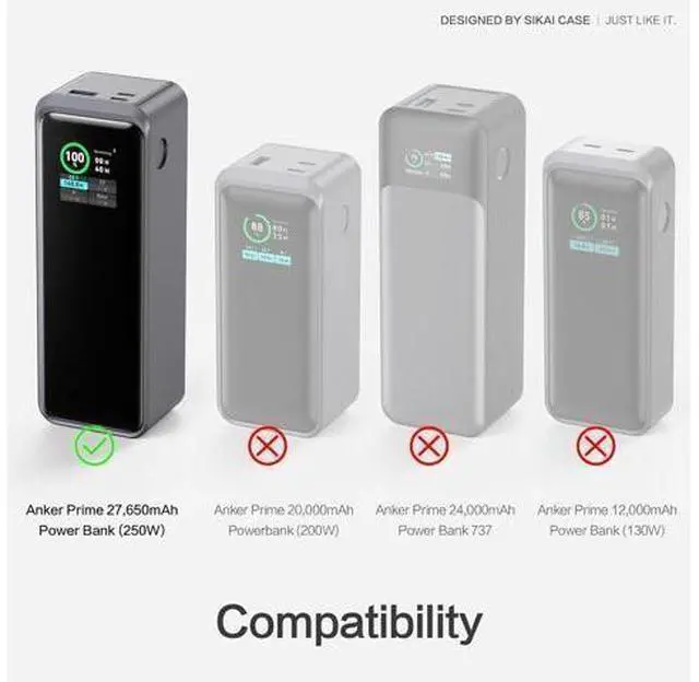 Alt view image 5 of 7 - Silicone Case with Hand Wrist Strap Lanyard for 240W Charging Cable Compatible with Anker Prime Power Bank 27,650mAh 250W