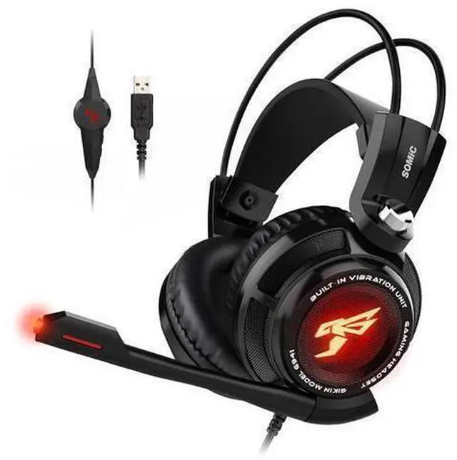Main image of Black Gaming Headset Wired Headphones with Noise Cancelling Mic for Computer