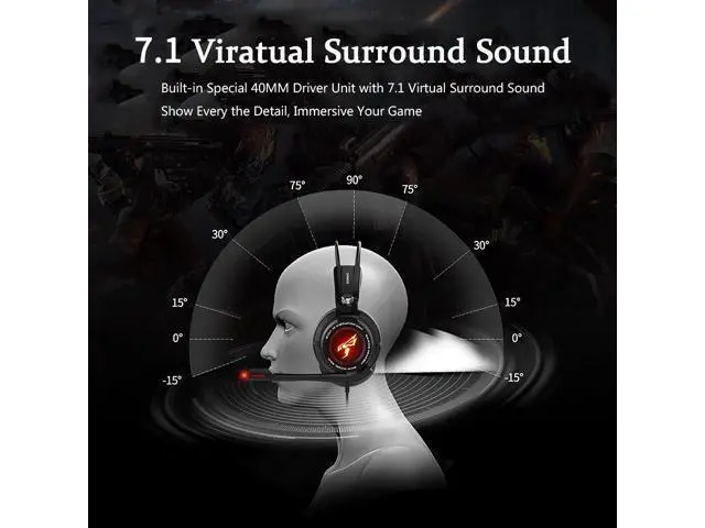 Alt view image 3 of 7 - Black Gaming Headset Wired Headphones with Noise Cancelling Mic for Computer