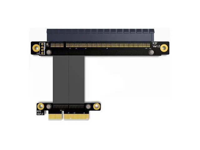 Alt view image 3 of 5 - PCI-E x4 x16 Extension Riser 16x 4X PCIe3.0 GTX1080Ti Graphics SSD RAID Card Extender Conversion Cable Angled 1U PCI-Express (15CM)