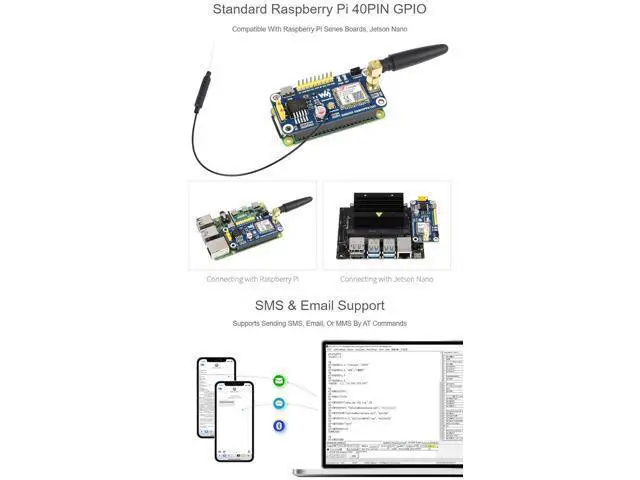Alt view image 5 of 7 - GSM/GPRS HAT, Compatible with Raspberry Pi 5/4B/3B/Zero/Zero W/Zero 2W/Pico/Pico W/Pico WH,Jetson Nano Based on SIM800C Support SMS Data Transfer ect, 2G Communication