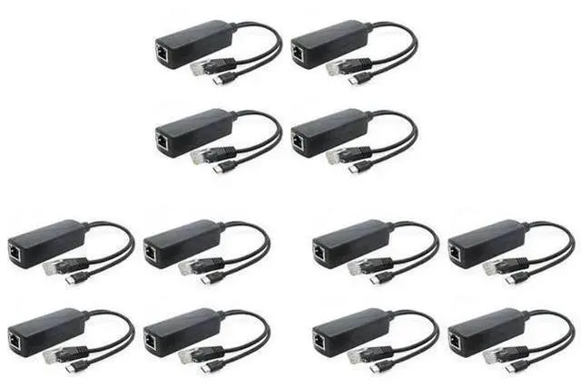 Main image of 12-Pack 5V Poe Splitter, 48V To 5V 2.4A Adapter With Micro-USB Plug, For IP Camera,Tablets,For Raspberry Pi And More