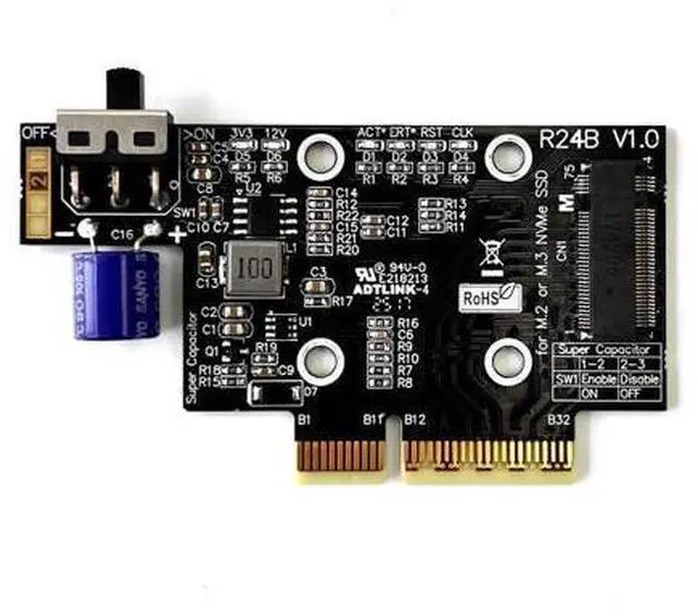 Alt view image 5 of 7 - ADT PCIe 5.0 x4 to M.2/M.3 NVME SSD Adapter Card 128G/bps with Bracket Compatible with M.2 NVMe 2230 2242 2260 2280 22110 SSD (R24B)