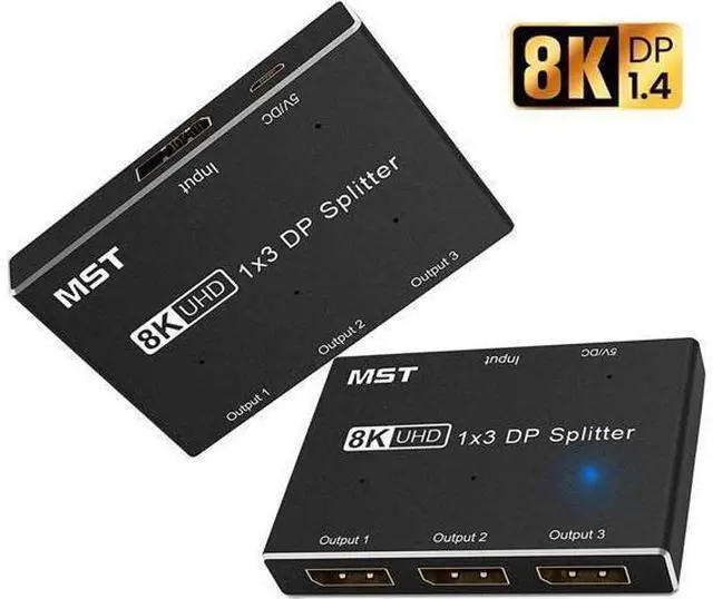 Main image of 3-Port Displayport MST Hub 1.4 Display Port MST hub splitter for 3 monitors Splitter Displayport mst hub 8K 30Hz 4K 144hz