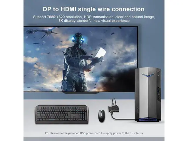 Alt view image 5 of 7 - DisplayPort to DisplayPort + HDMI 8K Adapter Multi Monitor Splitter, Converter Multi-Stream Transport (MST) Hub, DP1.4 to DP1.4 + HDMI2.1 (DisplayPort to DisplayPort + HDMI Dual Display)