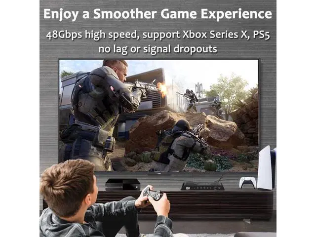 Alt view image 4 of 7 - HDMI 2.1 Switcher 5 in 1 out 8K/60Hz HDMI Splitter for XBOX 360 PS4 Smart Box 5 in 1 out HDMI 2.1 Switch Adapter Supports Ultra HD Dolby Vision, 48Gbps, HDR10, HDCP 2.3 & 3D - OZ8Q5