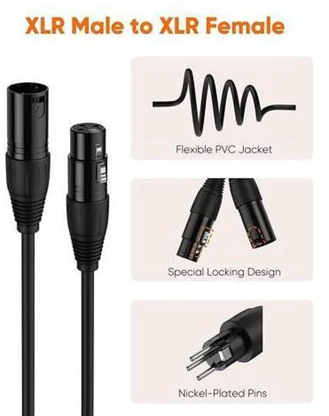 Alt view image 3 of 7 - 5pcs Short XLR to XLR Cable 3FT, Microphone Cable Male to Female Balanced 3 PIN Compatible with Shure SM Microphone, Behringer, Speaker Systems, Radio Station, PA, Black