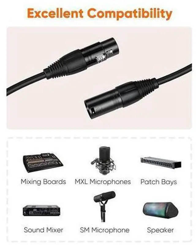 Alt view image 6 of 7 - 5pcs Short XLR to XLR Cable 3FT, Microphone Cable Male to Female Balanced 3 PIN Compatible with Shure SM Microphone, Behringer, Speaker Systems, Radio Station, PA, Black