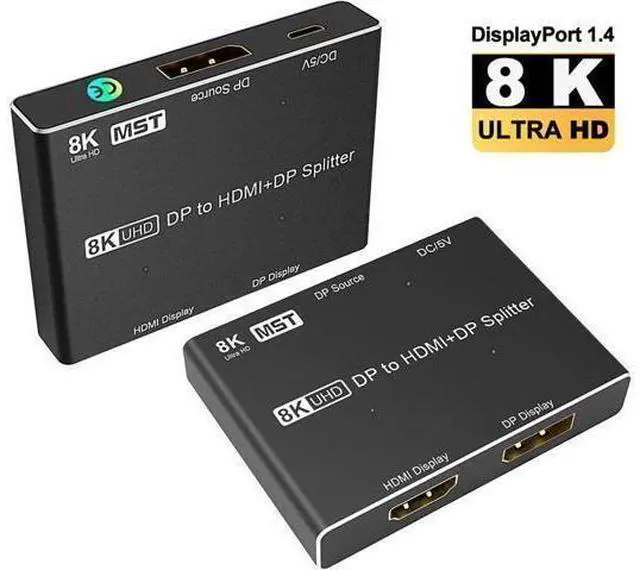 Main image of 8k DP1.4 Splitter, Directional DP to DP+HDMI 1IN 2OUT Converter Support 8k@30hz 4k@120hz 2k@144hz Adapter For Laptop PC To TV Projector