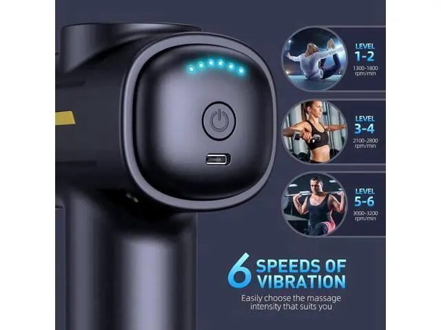 Alt view image 2 of 7 - Massage Gun,Massage Gun Deep Tissue for Pain Relief with 7 Massage Heads 6 Speeds and Carrying Case (Black)