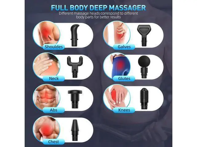 Alt view image 6 of 7 - Massage Gun,Massage Gun Deep Tissue for Pain Relief with 7 Massage Heads 6 Speeds and Carrying Case (Black)