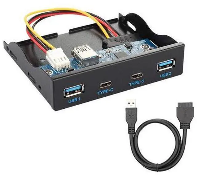 Main image of USB-C & USB 3.0 HUB 4 Ports Front Panel to Motherboard 20Pin Connector Cable for 3.5" Floppy Bay