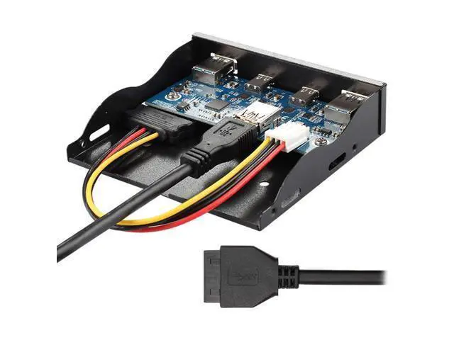 Alt view image 5 of 7 - USB-C & USB 3.0 HUB 4 Ports Front Panel to Motherboard 20Pin Connector Cable for 3.5" Floppy Bay